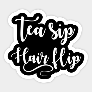 Tea Sip Hair Flip Sticker